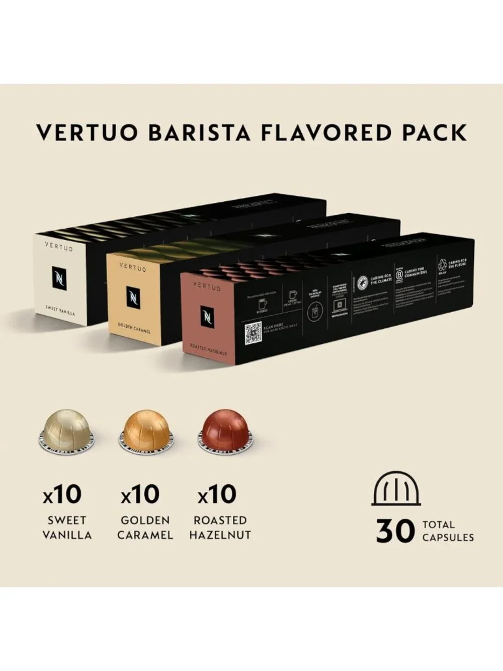 Medium Roast Coffee Pods - 30-Count Barista Flavored Capsules for Nespresso